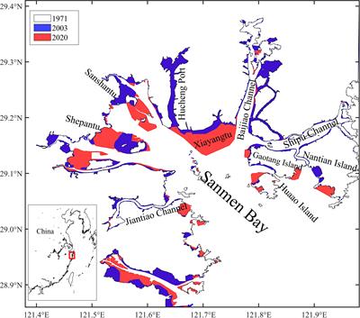 Response of hydrodynamic environment to land reclamation in Sanmen Bay, China over the last half-century